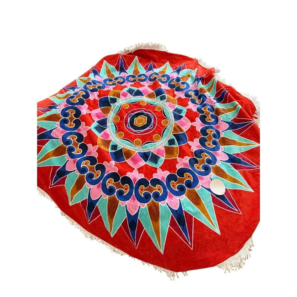 Luni Costa Rican Red Oxcart Wheel Inspired Beach Towel Cotton Yoga New